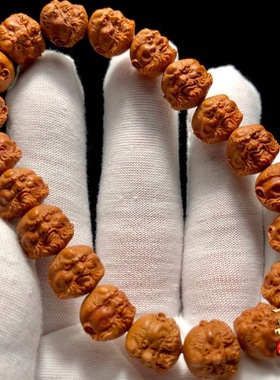 龙纹桃核手串达摩核雕手链野生桃胡手工雕刻小籽达摩头单籽手持