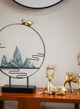 新中式茶室摆件高档客厅玄关电视柜博古架桌面装饰品家居禅意假山