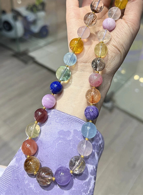 朱珠同款天然水晶多宝圆珠项链