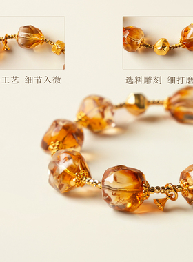 天然黄塔晶手串女款招财转运