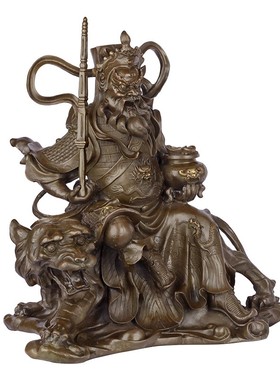 中式纯铜赵公明武财神摆件骑虎赵公明神像供奉客厅办公室开业礼品