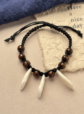 藏式民族风手工编织复古狗牙手链