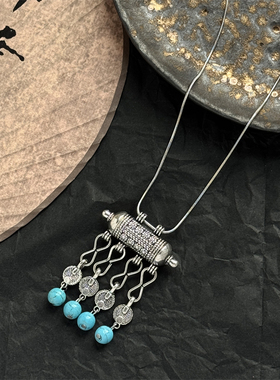 新中式民族风藏银雕花短款项链