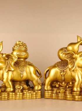 新款直销黄铜大象摆件福象元宝象福禄吉祥象家居玄关办公室桌礼品