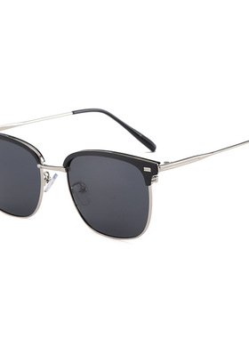 新款男士开车防眩光偏光太阳镜休闲百搭眉毛架女时尚轻奢半框墨镜