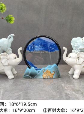 现代简约招财大象小装摆室房间创意玄关酒柜饰品博EAD古内架工艺