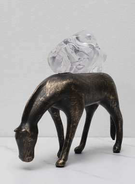 新款直销现代简约扫铜马驼货摆件样板房酒店玄关客厅茶几酒柜家居