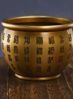 新款直销铜缸摆聚宝盆铜吸金百福缸仿古做旧铜器工艺品礼品
