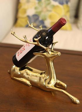 新款直销红酒架摆件现代轻奢个性创意家居装饰品客厅电视酒柜纯铜