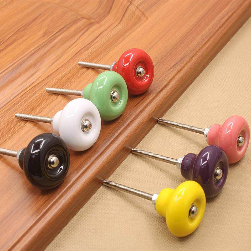 新款直销家具柜门拉手彩色陶瓷拉手抽屉鞋柜衣柜橱柜黑白单孔圆形,淘宝优惠券,粉丝福利购,淘宝优惠卷