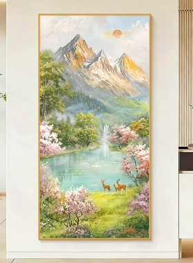金山福禄轻奢玄关装饰画入户对门客厅沙发挂画走廊聚财壁画可定制