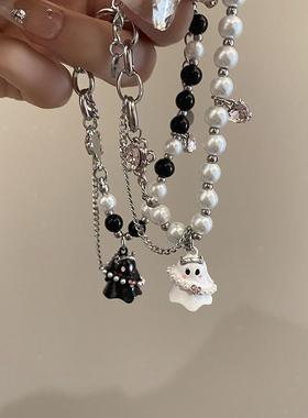 黑白小幽灵串珠手链甜酷辣妹