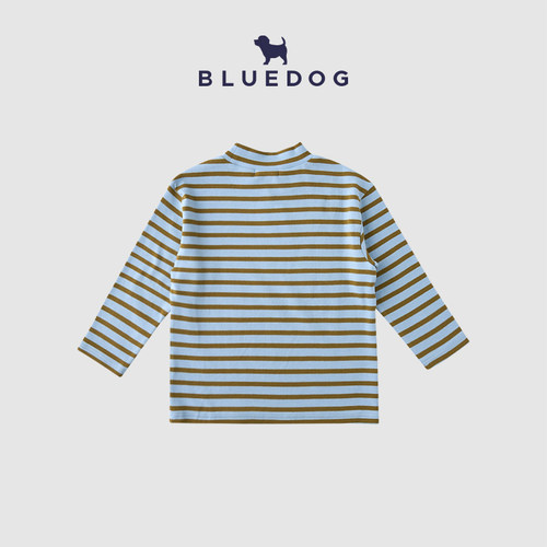 BLUEDOG蓝狗秋冬韩国进口儿童条纹长袖T恤男女童半高领内搭上衣 - 图0
