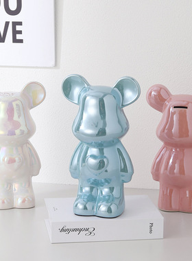 网红爱心小熊高档陶瓷轻奢客厅酒柜新款软装饰品公仔电视柜摆件