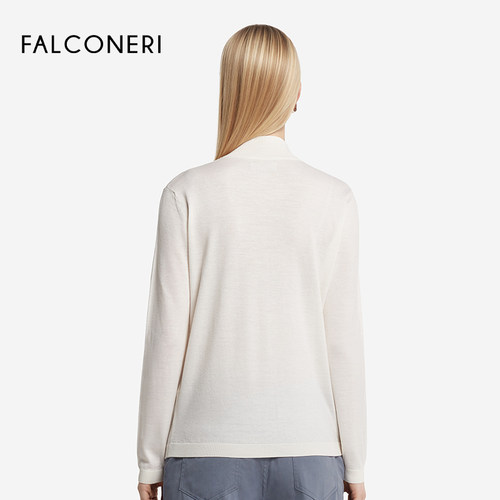 FALCONERI25年新品女士宽松休闲交叉领羊绒针织衫套头毛衣DMLR250 - 图0