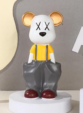 直销新款网红卡通潮玩背带熊工艺品礼物现代家居简约电视柜创意装