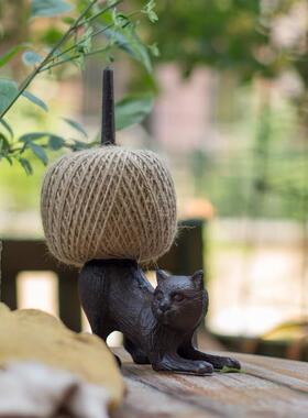 新款直销铸铁麻绳架猫咪小鸟缝纫机装饰摆件复古杂货花园庭院阳台