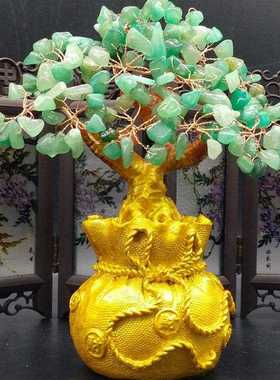 新款直销黄水晶发财树电视柜摆设家居客厅酒柜装饰品摆件小招财摇