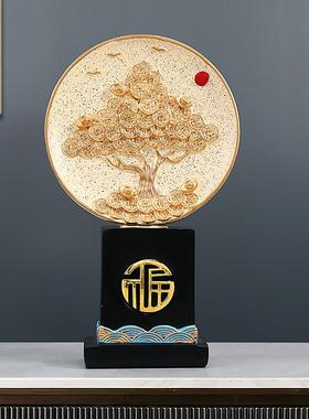 新款直销新中式客厅酒柜摇钱树发财摆件客厅玄关装饰品招财鹿乔迁