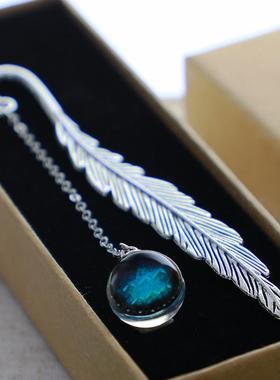 新款直销金属羽毛夜光十二星座书签盒装学生礼物文创礼品礼盒装