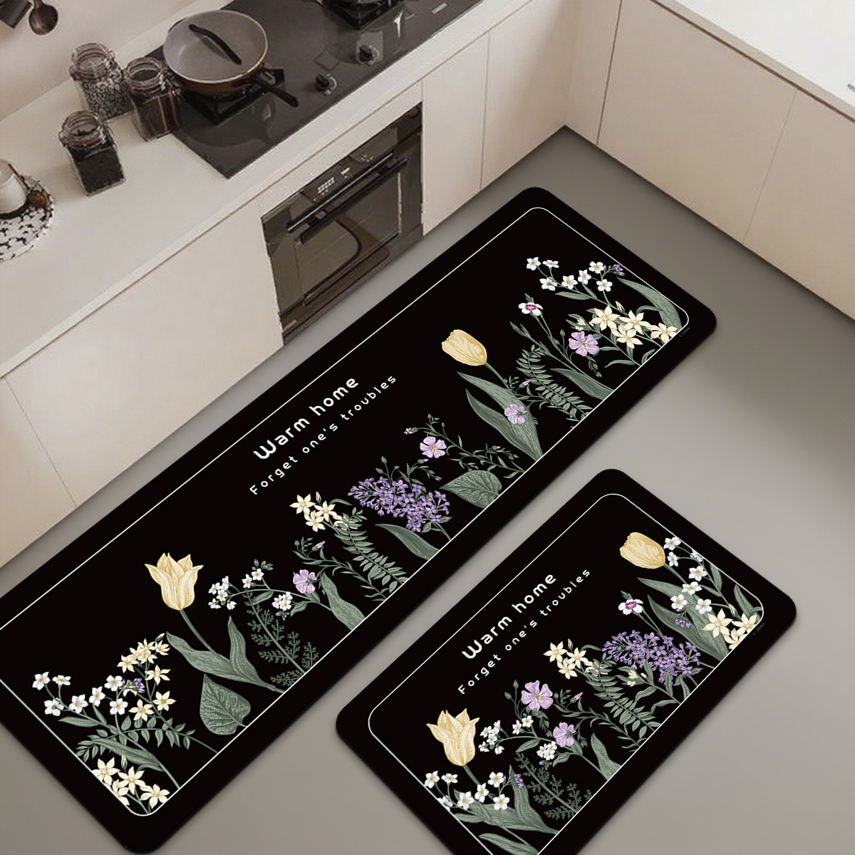 家用厨房地垫卫生间吸水速干耐脏防滑脚垫硅藻泥地垫速干垫子 - 图0