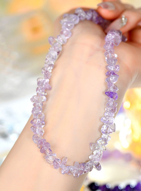 天然玻利维亚紫水晶碎石锁骨项链双圈手链原创网络新爆款饰品女款