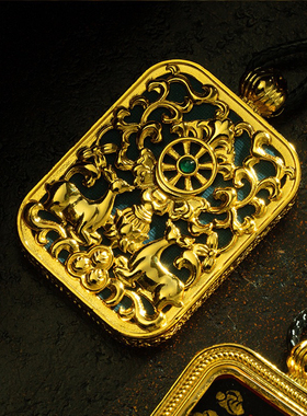 藏式手绘擦擦五爷文殊唐卡扎基拉姆黄财绿度母手绘唐卡民族风吊坠