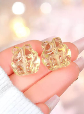 天然柠檬黄水晶炸毛九尾狐diy手工配件手链散珠隔珠串珠配饰品女