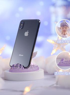 直销新款安妮芭蕾女孩手机支架卡通桌面树脂工艺摆件颜值多功能天