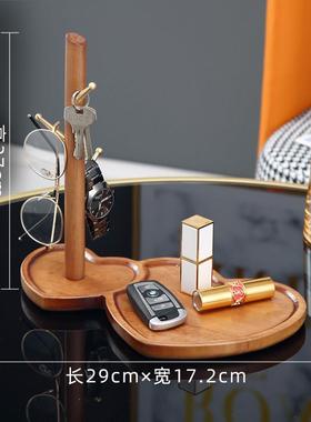 玄关钥匙收纳摆件实木竹木支架挂架入户进门置物架简约桌面装饰品