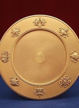 学院款纯铜曼扎盘全套藏式供奉八吉祥修盘曼扎供盘曼茶罗摆件家用