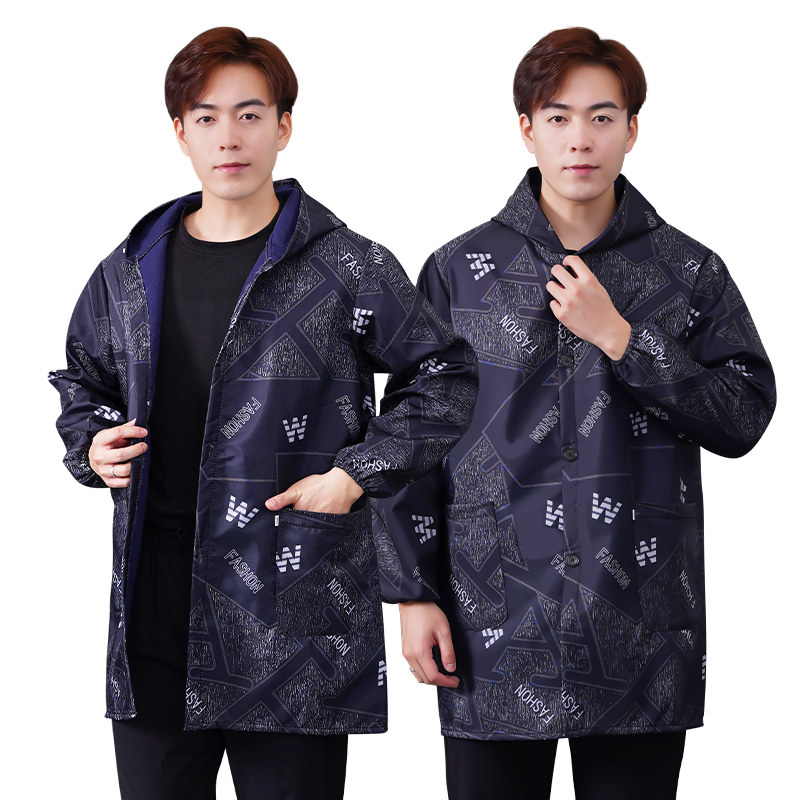 冬男士加绒加厚纽扣时尚秋保暖工作服大人罩衣护衣有袖围裙防水油,淘宝优惠券,粉丝福利购,淘宝优惠卷