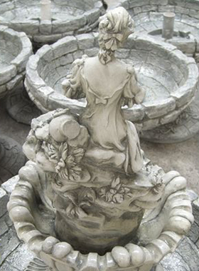 欧式人物雕塑摆设庭院玻璃钢落地流水鱼池喷泉装饰祝福摆件工艺品