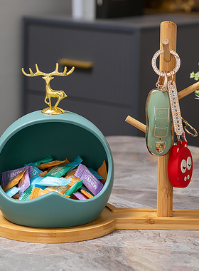 北欧轻奢创意招财鹿进门鞋柜放钥匙收纳摆件客厅玄关装饰乔迁礼物