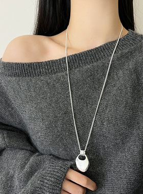 时髦高级感重工金属银色毛衣链