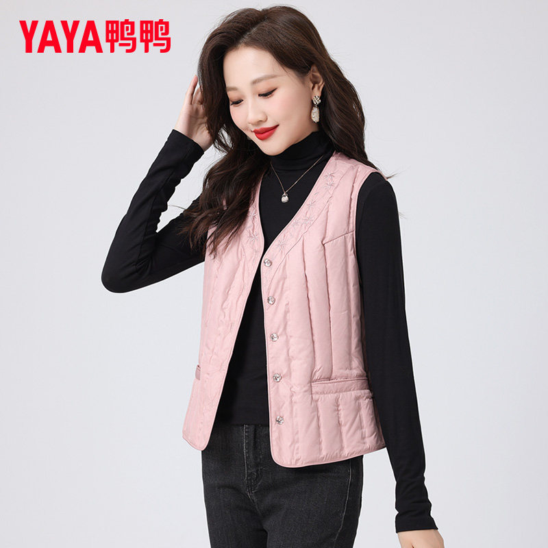 鸭鸭轻薄羽绒服女短款2025冬季新款时尚高级修身流行防寒马甲外套