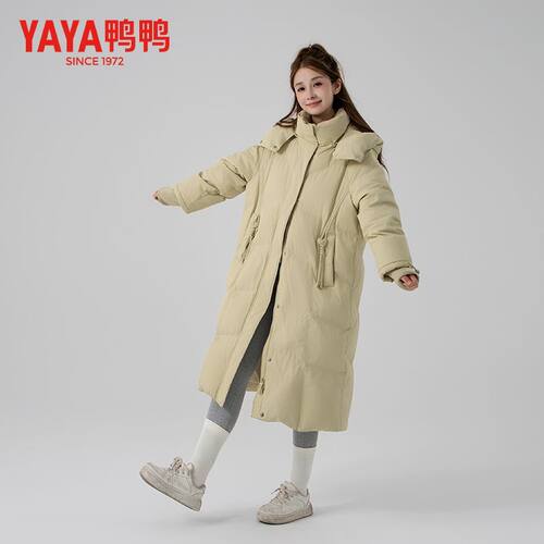 鸭鸭羽绒服女士2026冬季新款韩版连帽宽松休闲长款大被子时尚外套 - 图2