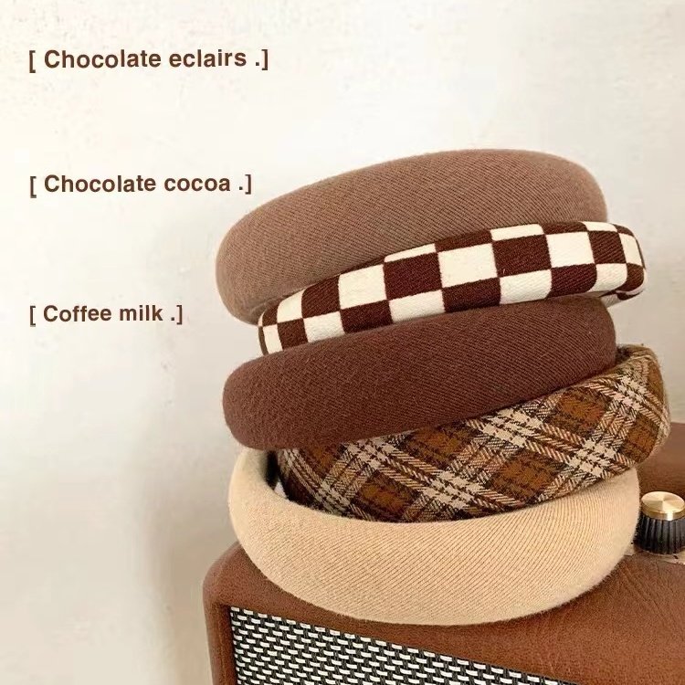 2023新款小众发饰港式复古高颅顶厚款宽面发箍女格纹发箍粗款头箍,淘宝优惠券,粉丝福利购,淘宝优惠卷