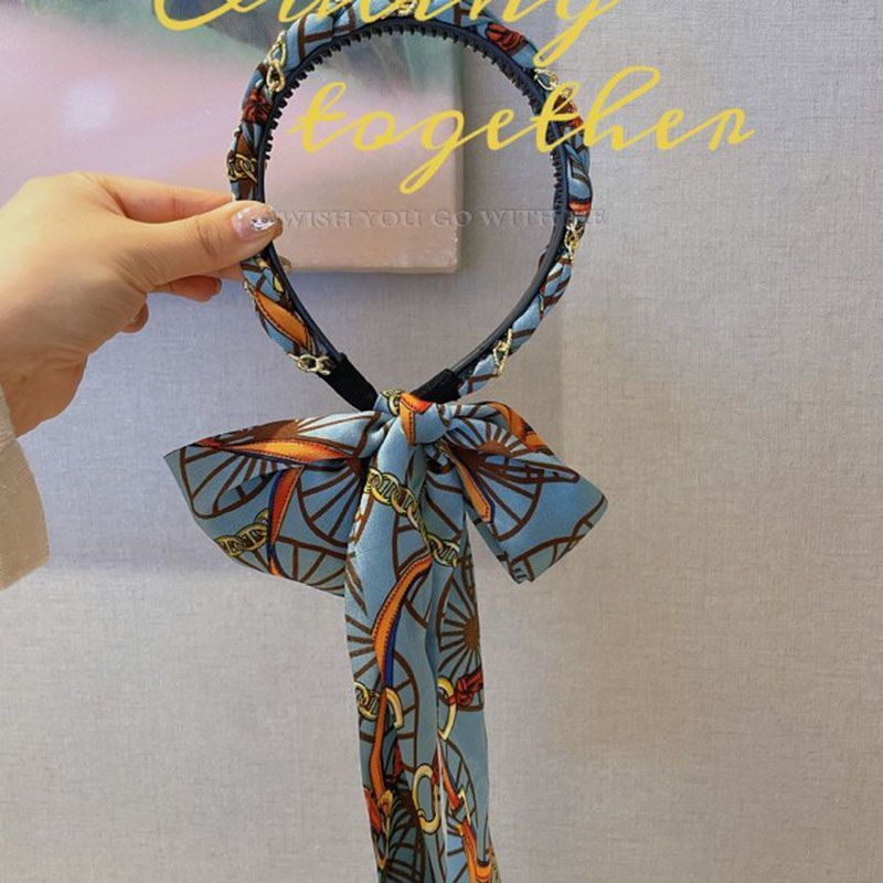 度假风法式缎面发箍飘带复古温柔绑带发箍一体网红头箍 - 图1