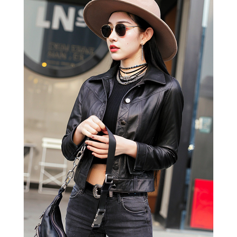 半植鞣绵羊皮高档真皮外套女皮衣夹克小皮衣短款百搭时尚P41401,淘宝优惠券,粉丝福利购,淘宝优惠卷