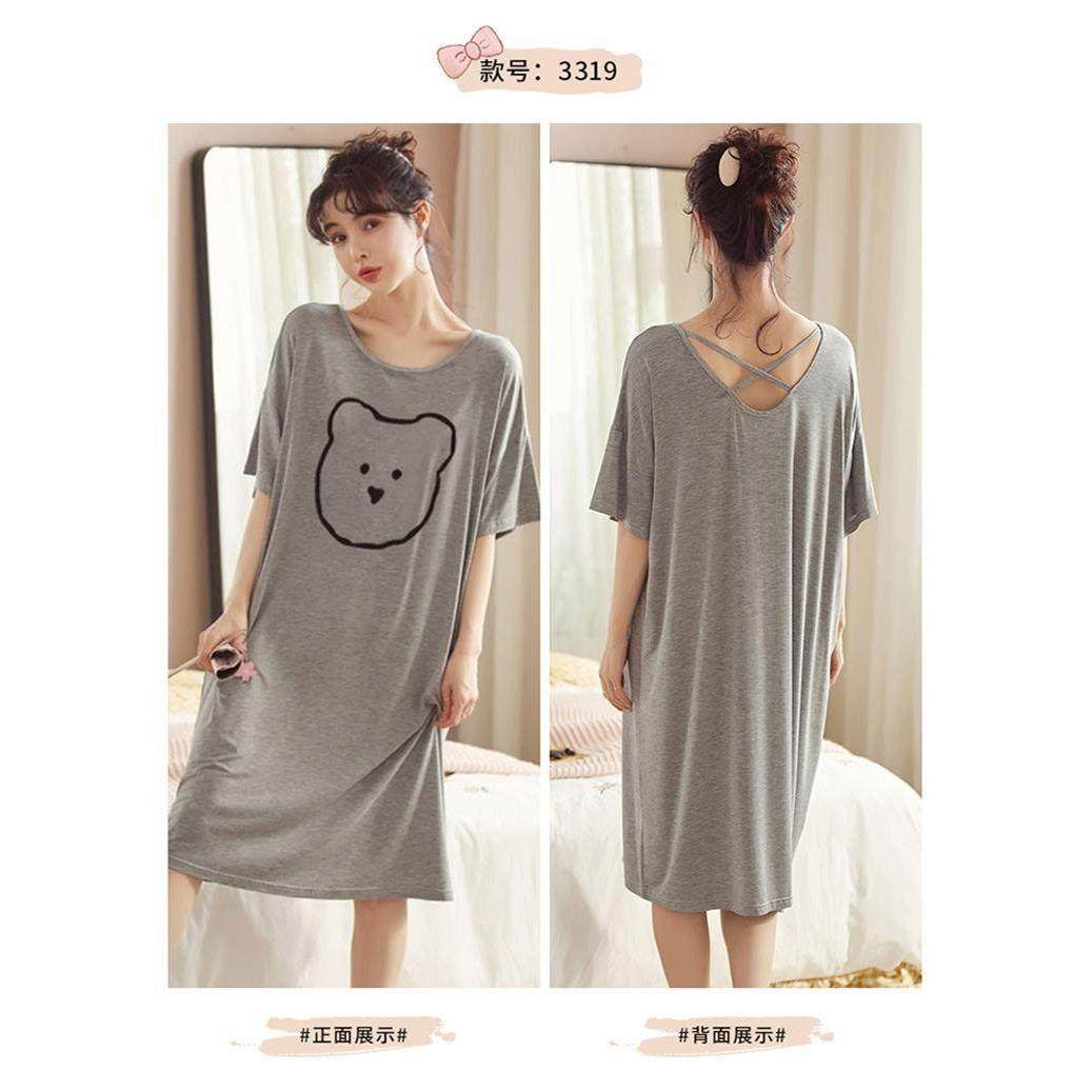 冰丝睡裙女夏季莫代尔连衣裙孕妇宽松加肥加大码女士睡衣夏款裙子,淘宝优惠券,粉丝福利购,淘宝优惠卷