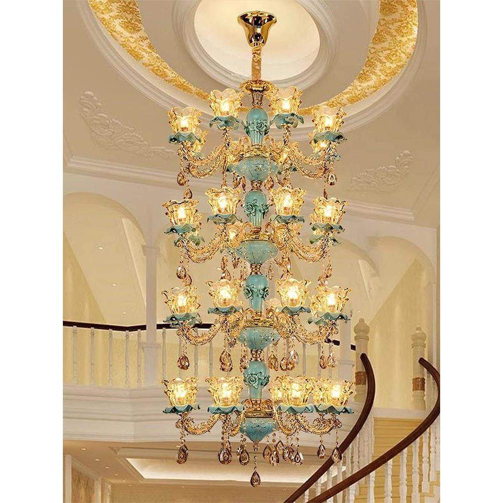 欧式复式楼大吊灯奢华别墅客厅锌合金灯具跃层中空楼梯多层长吊灯,淘宝优惠券,粉丝福利购,淘宝优惠卷