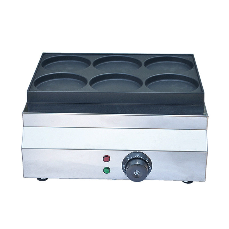 Electric six-hole hamburger machine, multi-functional omelette machine, round cake egg burger oven, commercial pancake machine, Japanese cheese pancake machine