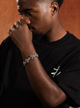 嘻哈说唱链条无限四叶草手链时尚潮酷痞帅锆石彩色项链饰品