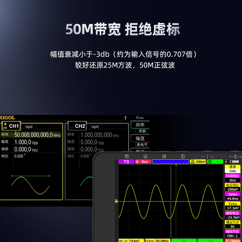 福禄克DS100双通道迷你示波器 便携式信号发生器50M - 图1