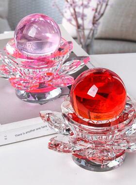 水晶莲花球形烛台可旋转手机眼镜珠宝柜台创意装饰家居中式风格