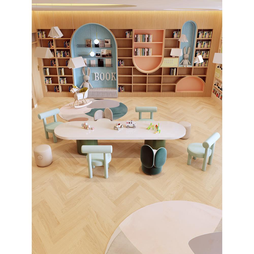 Early education center children's table and chair combination kindergarten baby early education entertainment handmade painting reading training special-shaped table