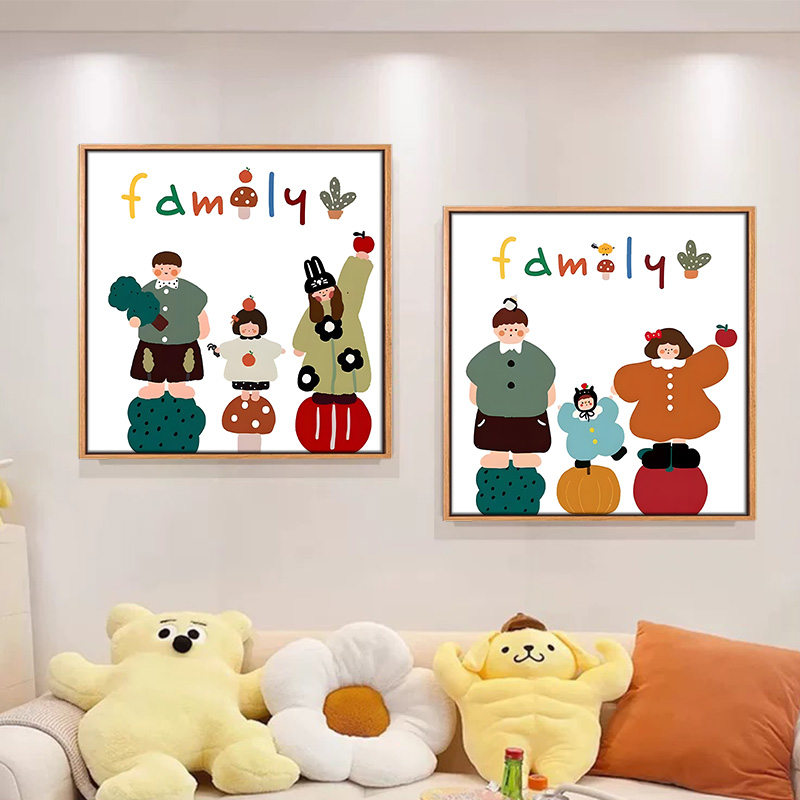 全家福数字油画diy一家三四口成人涂色手工绘填充丙烯画画装饰画 - 图2