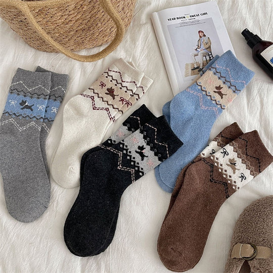 Autumn and winter thickened Kojima retro puppy socks