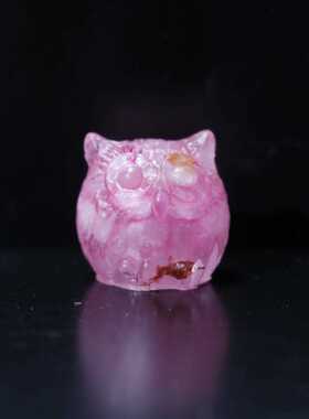 直销新款跨境货源新款水晶碎石小猫头鹰滴胶摆件微景观装饰手工艺